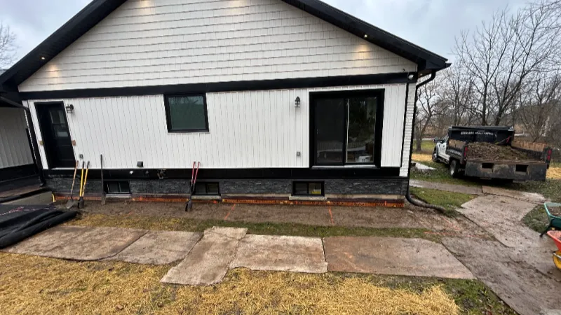 Ancaster deck front entry patio before