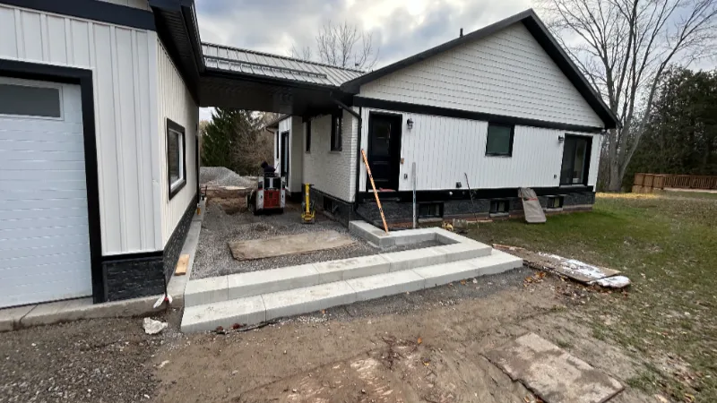 Ancaster deck front entry patio before 2