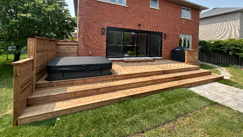 Hamilton deck hot tub pad walkway project after2
