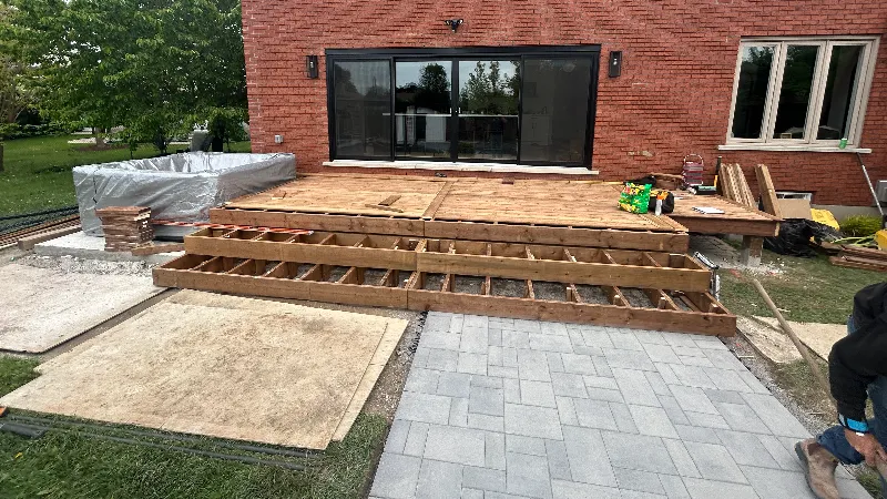 Hamilton deck hot tub pad walkway project before2