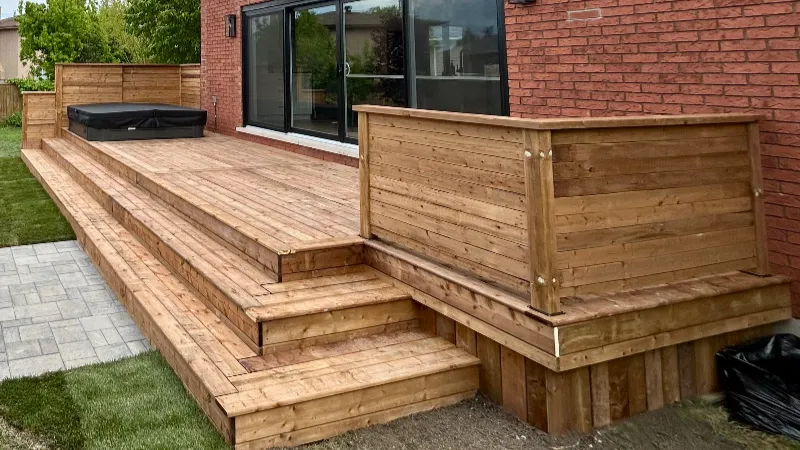 Hamilton deck hot tub pad walkway project after1